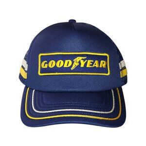 Goodyear Tire Trucker Hat One Size Adjustable Snapback Blue Striped Foam New